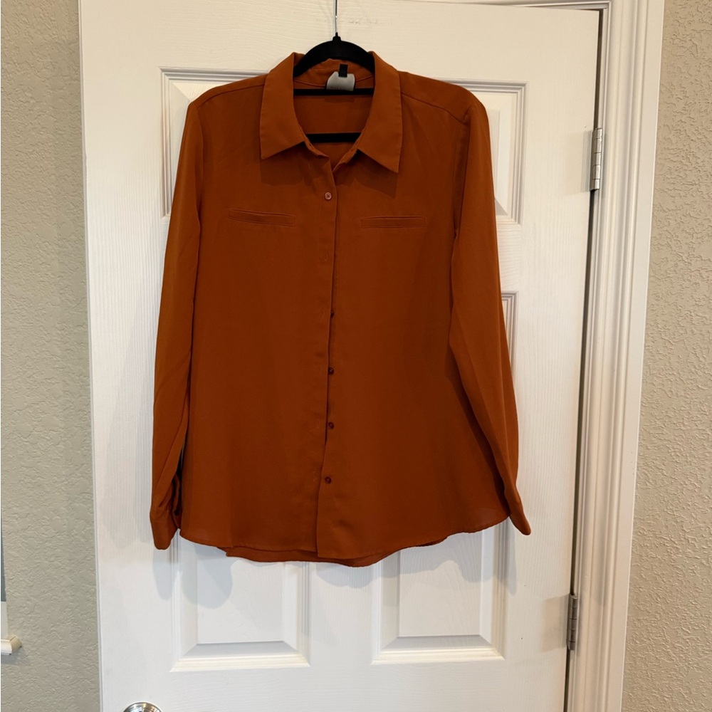 Alex Marie Rust Button-Down Blouse